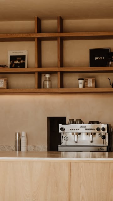 The coffee bar and vinyl collection at Gamba