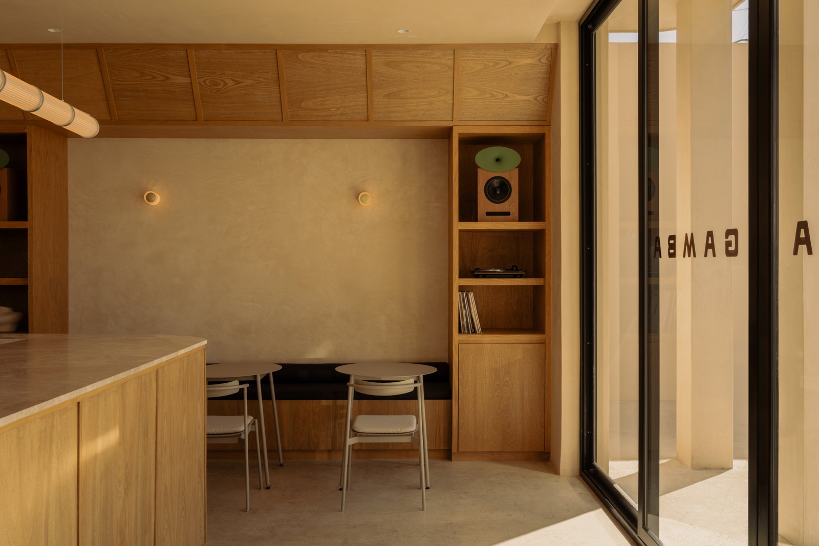 Gamba’s sunlit bar and vinyl listening corner